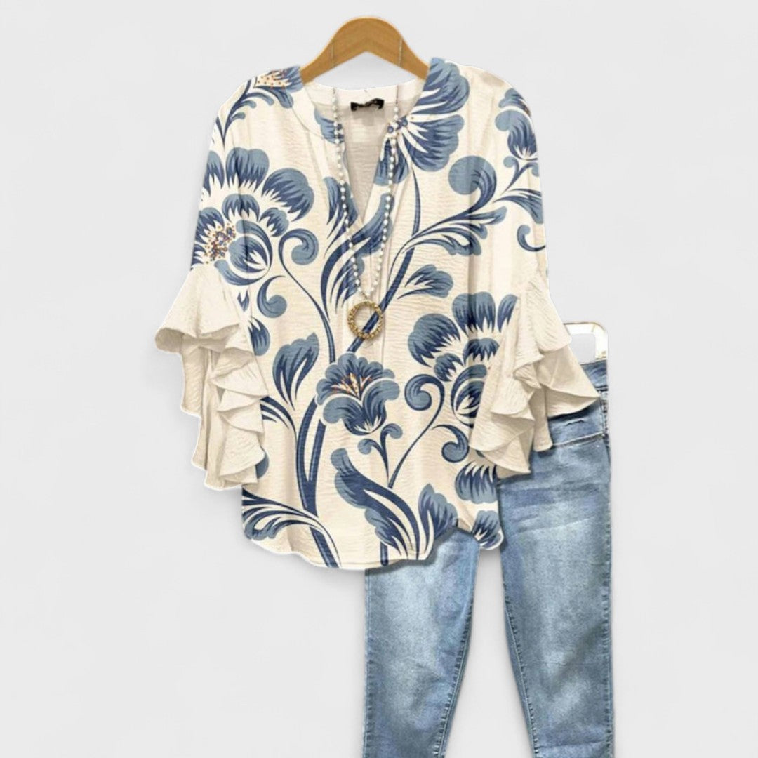 Boho Floral Ruffle Blouse - Lily
