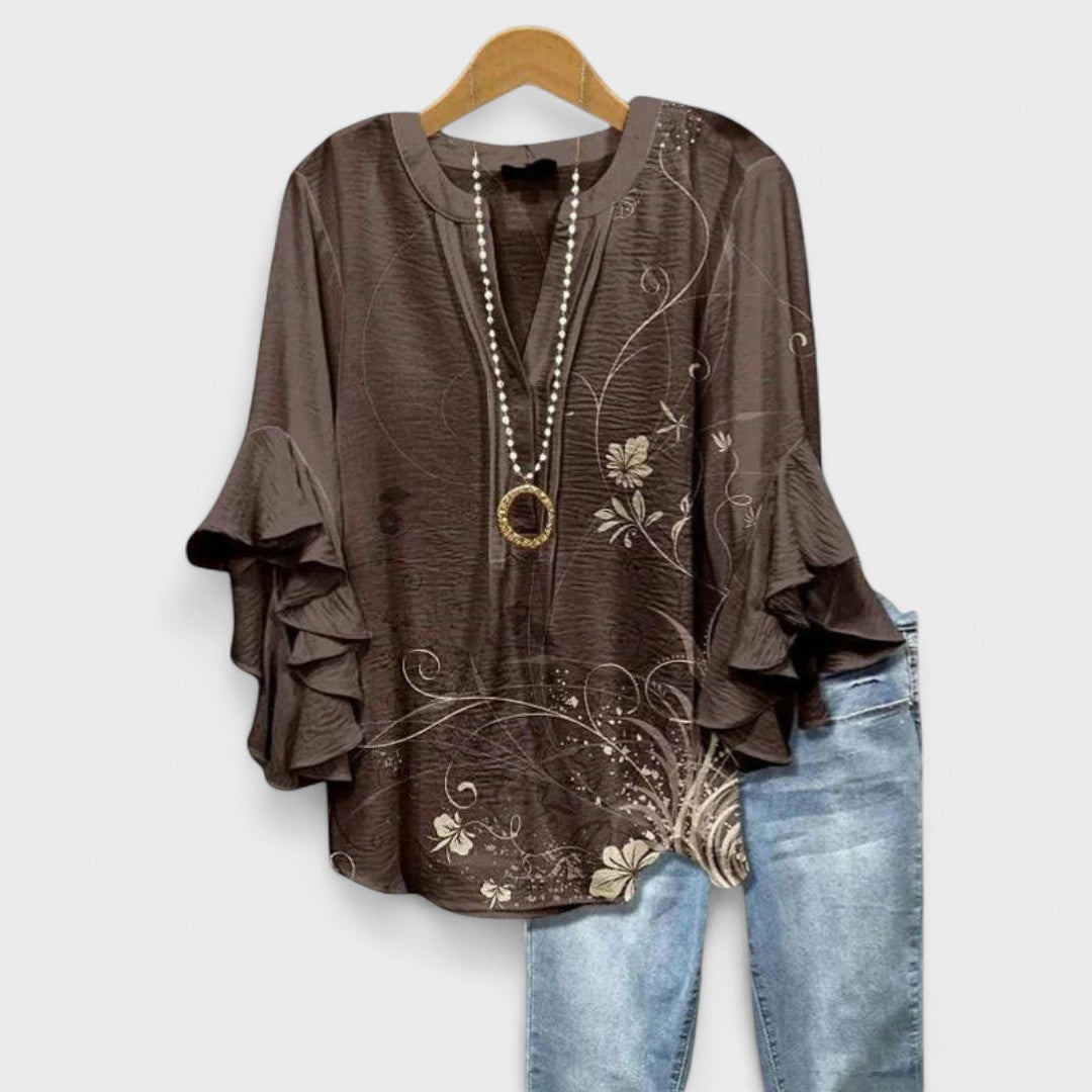 Boho Floral Ruffle Blouse - Lily
