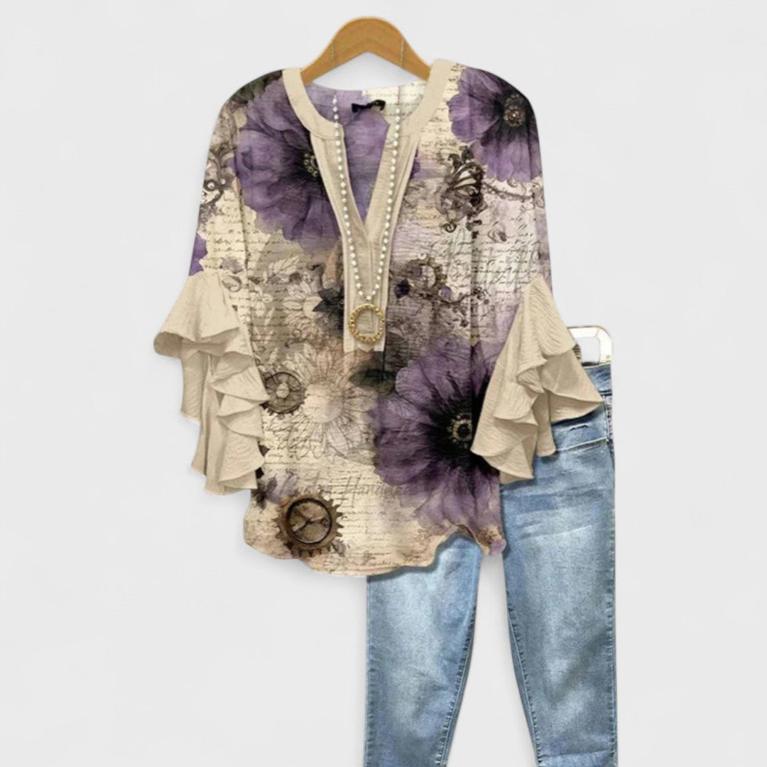 Boho Floral Ruffle Blouse - Lily