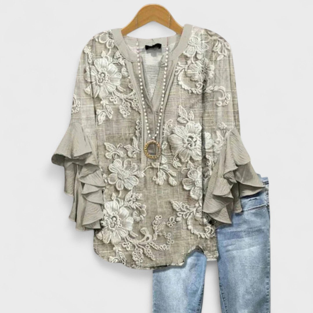 Boho Floral Ruffle Blouse - Lily
