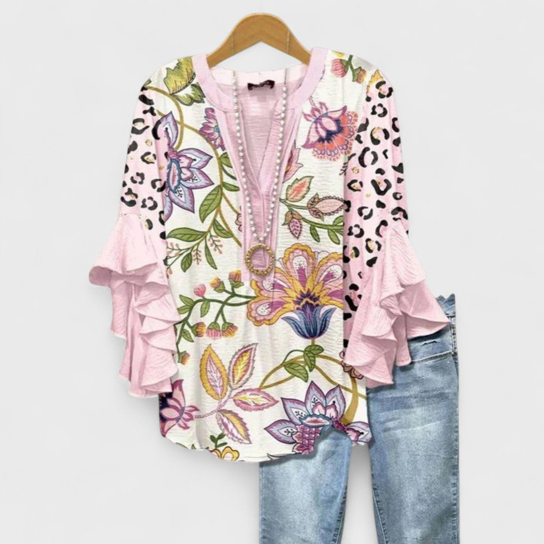 Boho Floral Ruffle Blouse - Lily