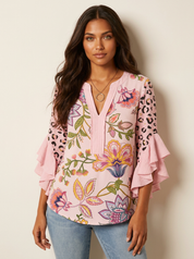 Boho Floral Ruffle Blouse - Lily