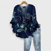Boho Floral Ruffle Blouse - Lily