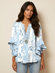 Boho Floral Ruffle Blouse - Lily