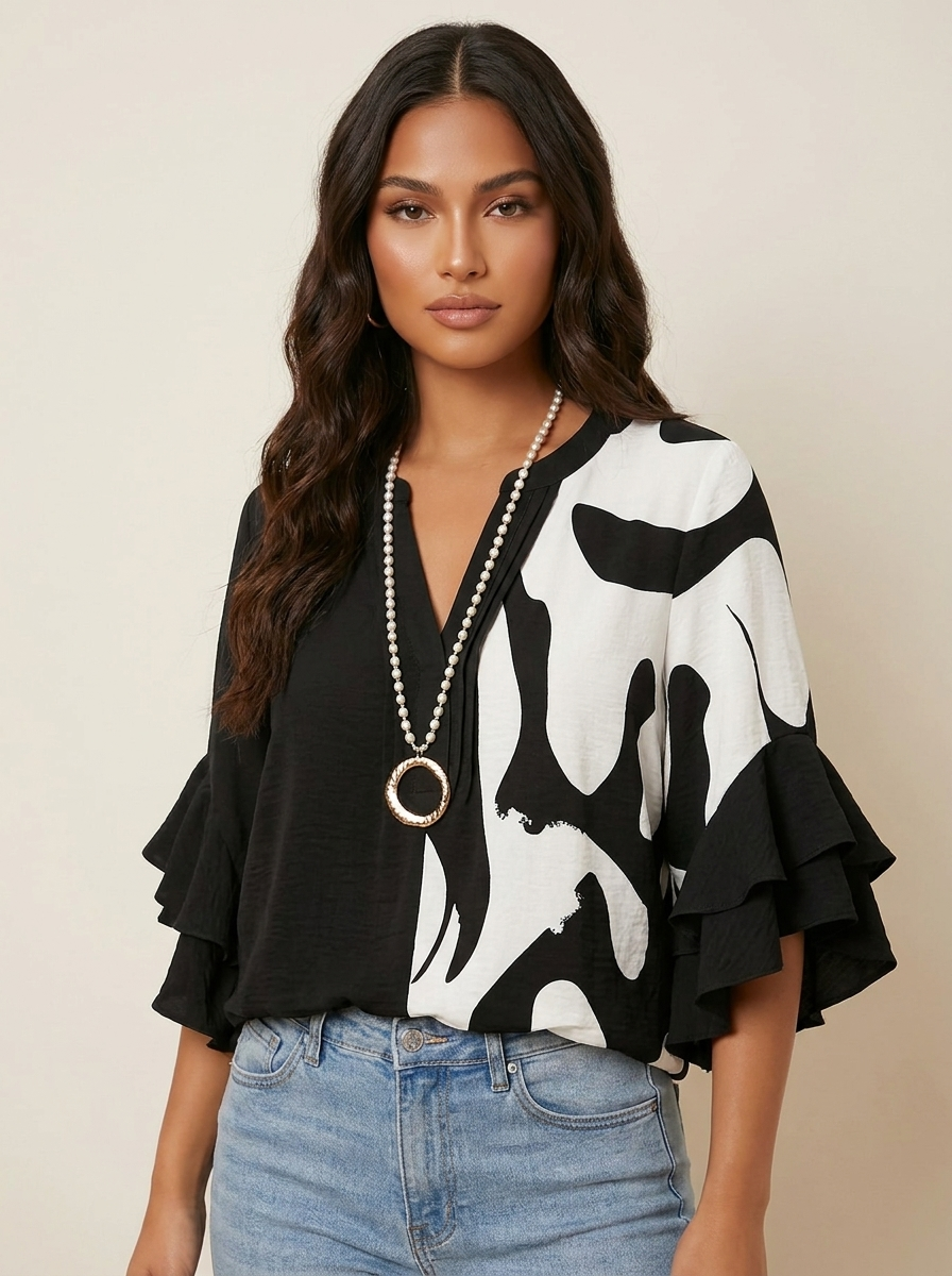 Boho Floral Ruffle Blouse - Lily