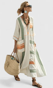 Boho Striped Maxi Dress - Elara