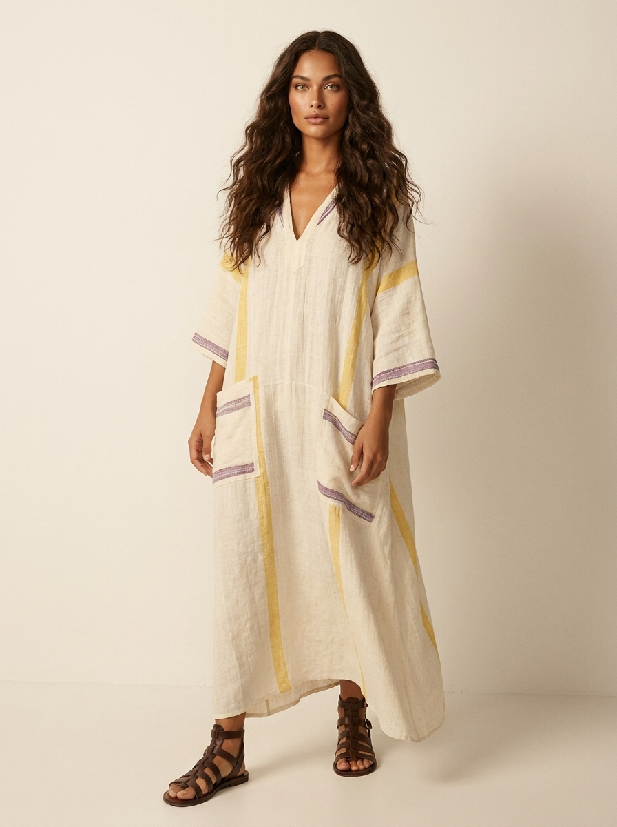 Boho Striped Maxi Dress - Elara