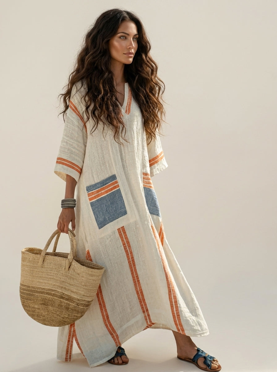 Boho Striped Maxi Dress - Elara