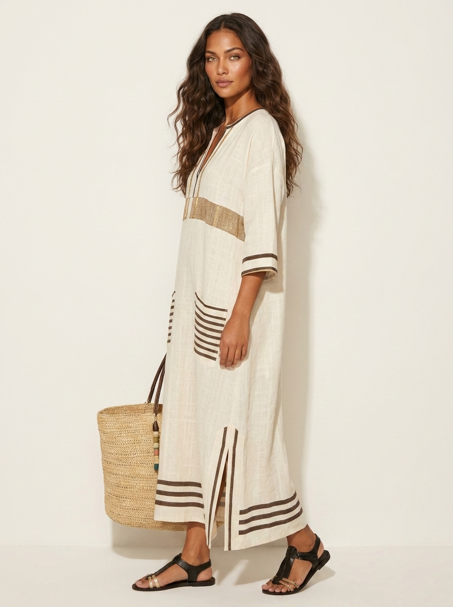 Boho Striped Maxi Dress - Elara