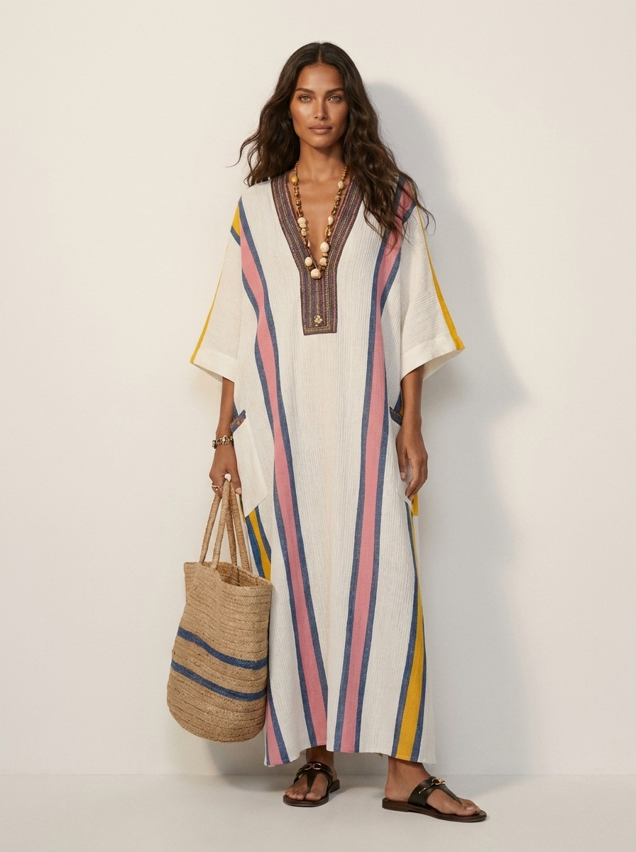 Boho Striped Maxi Dress - Elara
