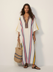 Boho Striped Maxi Dress - Elara