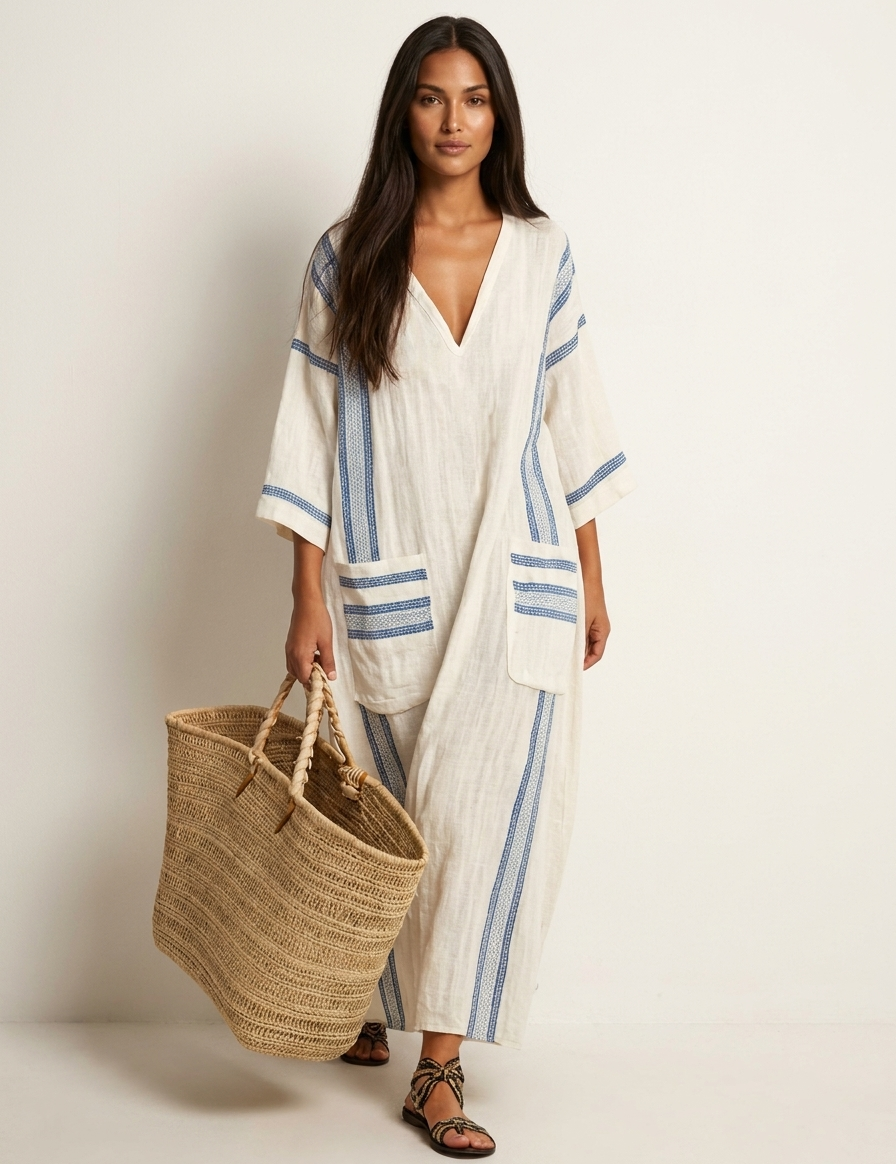 Boho Striped Maxi Dress - Elara