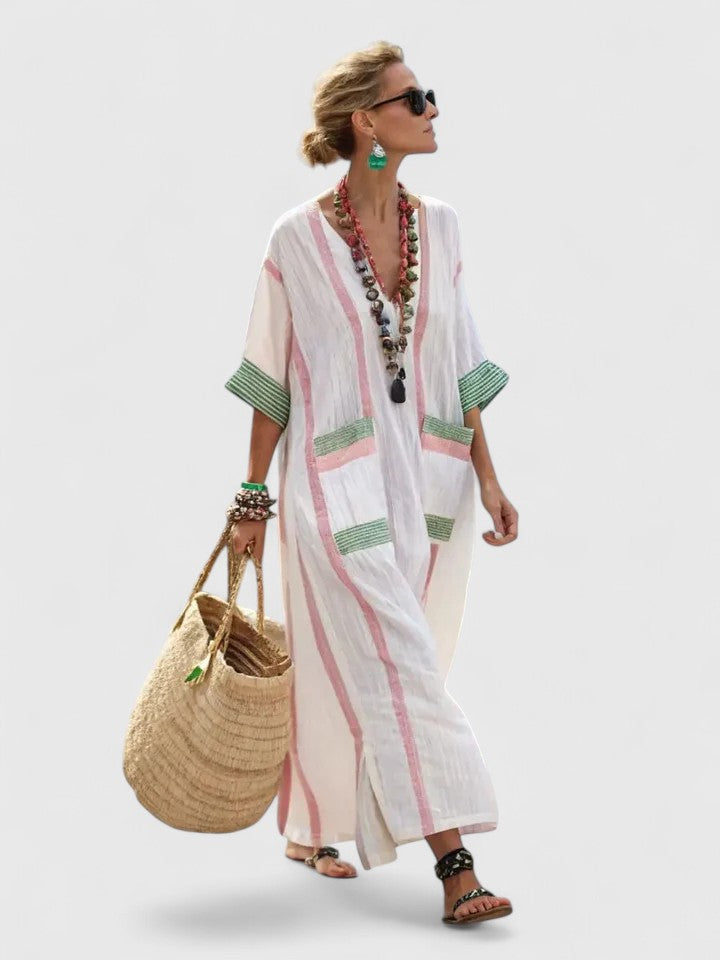 Boho Striped Maxi Dress - Elara