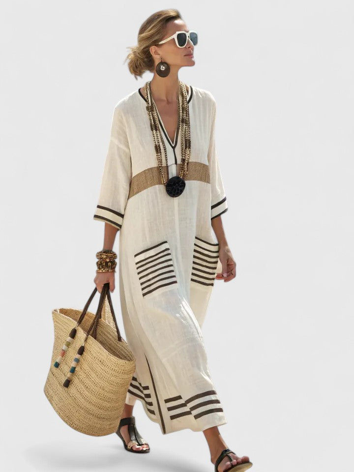 Boho Striped Maxi Dress - Elara