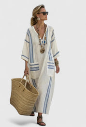 Boho Striped Maxi Dress - Elara