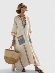 Boho Striped Maxi Dress - Elara