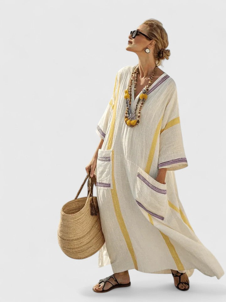 Boho Striped Maxi Dress - Elara