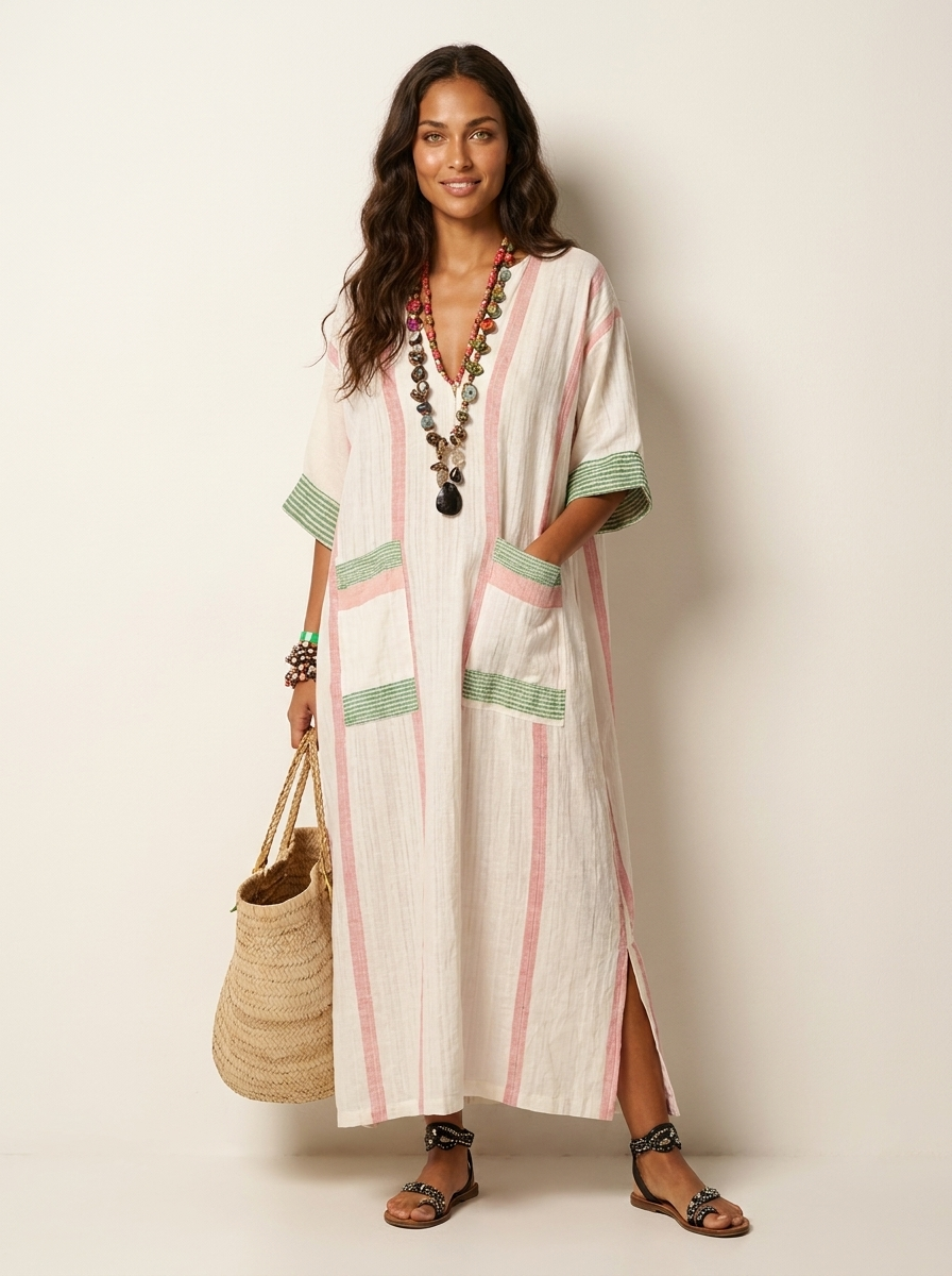 Boho Striped Maxi Dress - Elara