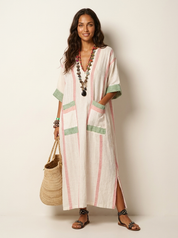Boho Striped Maxi Dress - Elara