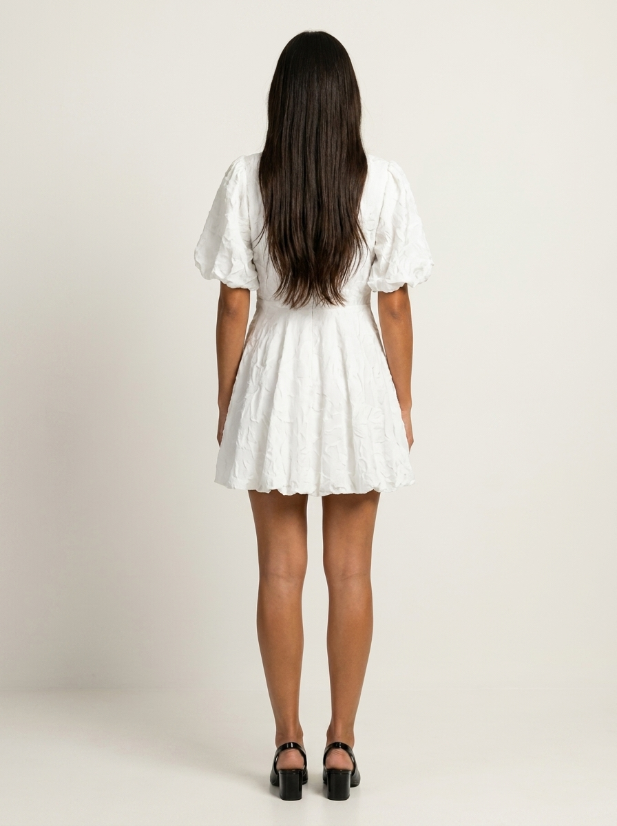 Broderie Mini Dress with Puff Sleeves - Isabelle