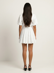 Broderie Mini Dress with Puff Sleeves - Isabelle