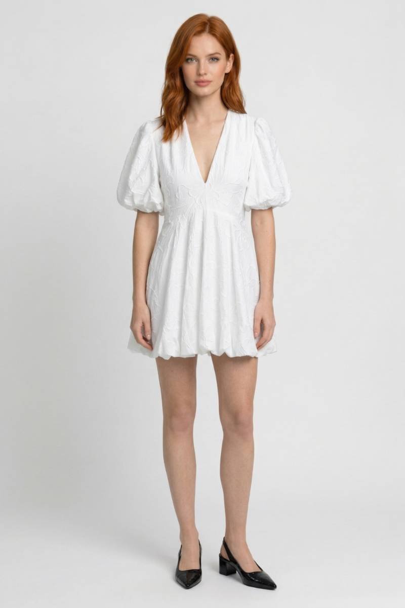 Broderie Mini Dress with Puff Sleeves - Isabelle