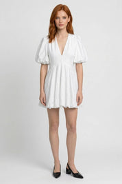 Broderie Mini Dress with Puff Sleeves - Isabelle