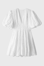 Broderie Mini Dress with Puff Sleeves - Isabelle
