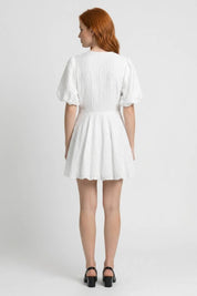 Broderie Mini Dress with Puff Sleeves - Isabelle