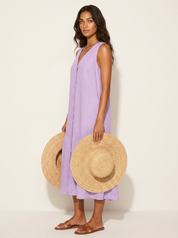 Button Front Summer Midi Dress - Sophie