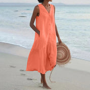 Button Front Summer Midi Dress - Sophie