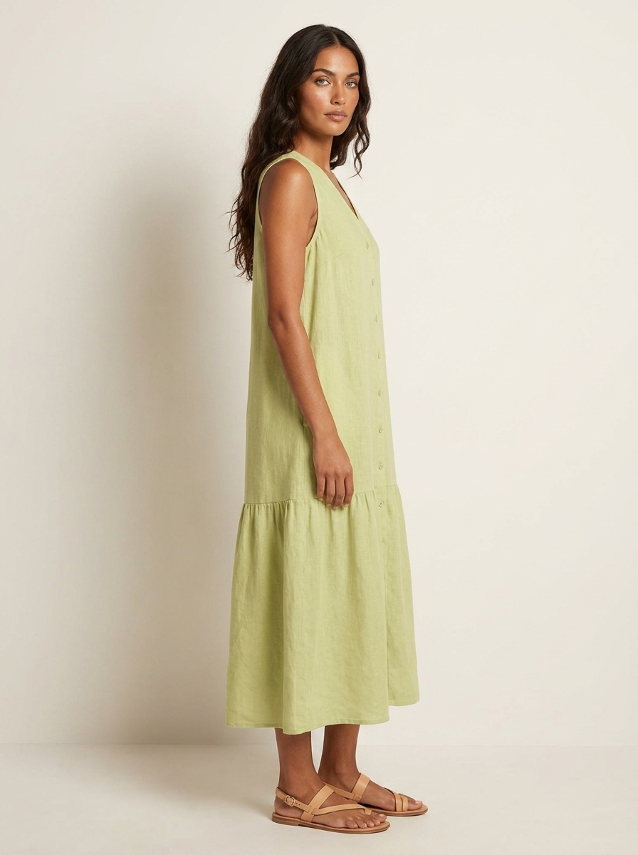 Button Front Summer Midi Dress - Sophie