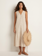 Button Front Summer Midi Dress - Sophie
