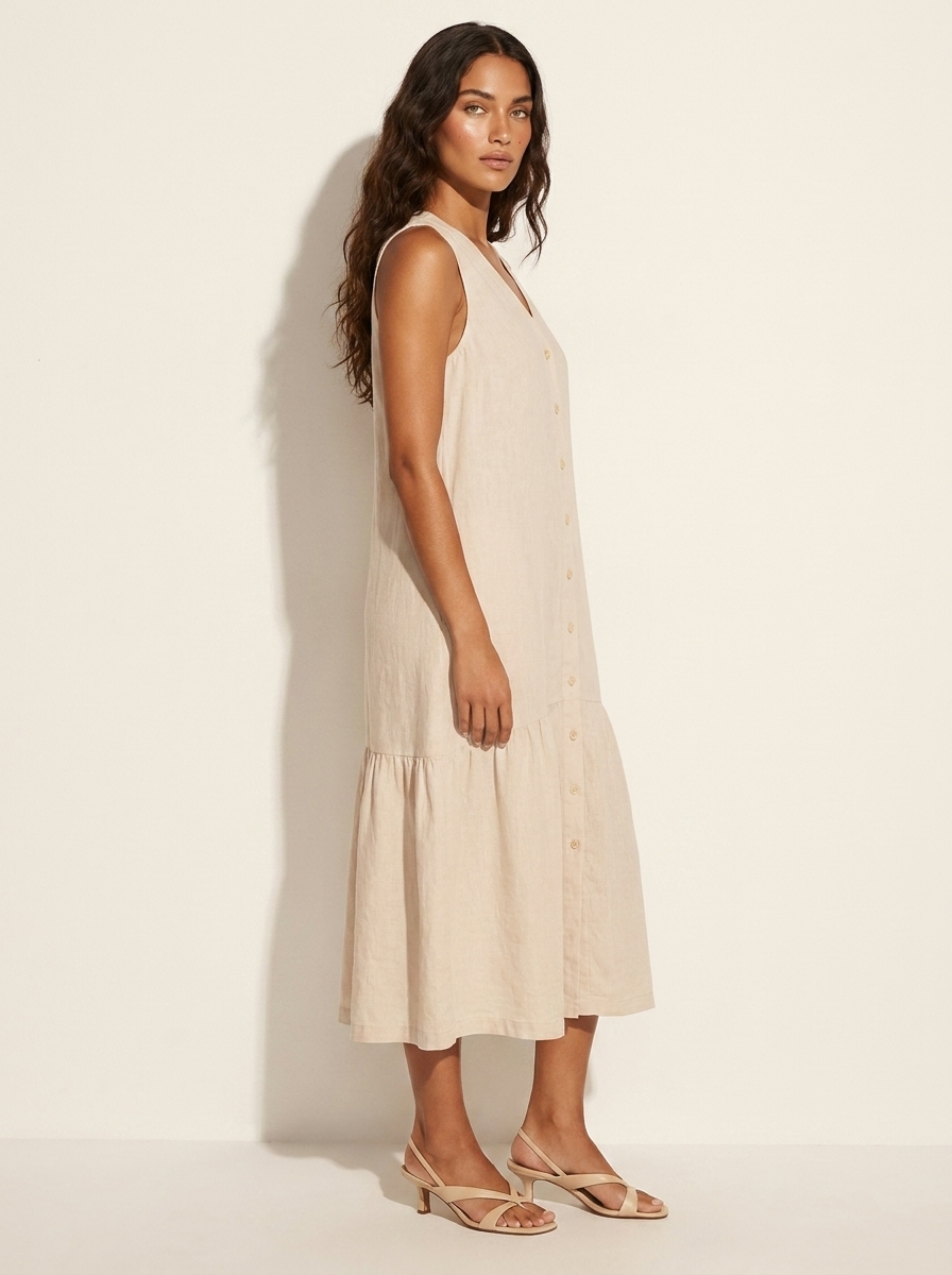 Button Front Summer Midi Dress - Sophie