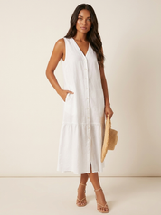 Button Front Summer Midi Dress - Sophie