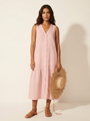 Button Front Summer Midi Dress - Sophie