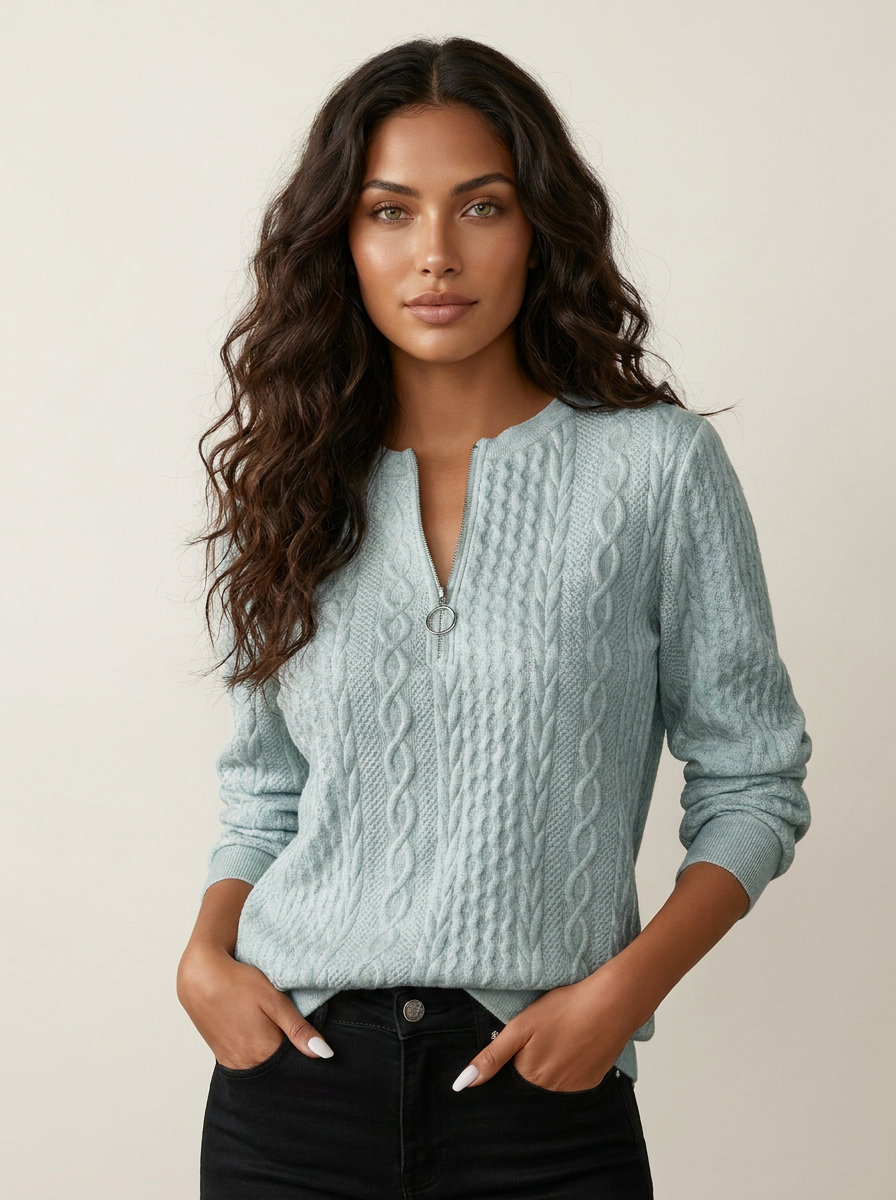 Cable Knit Zip Jumper - Emilia