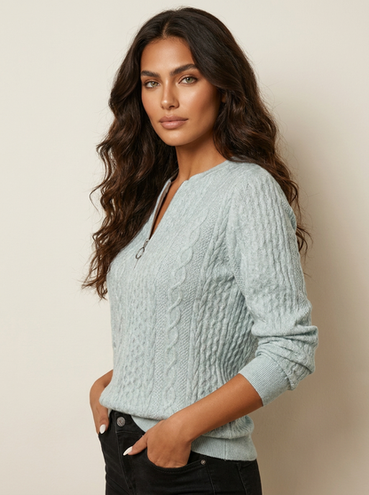 Cable Knit Zip Jumper - Emilia