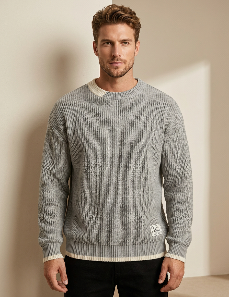 Chunky Knit Crew Neck Sweater - Nico