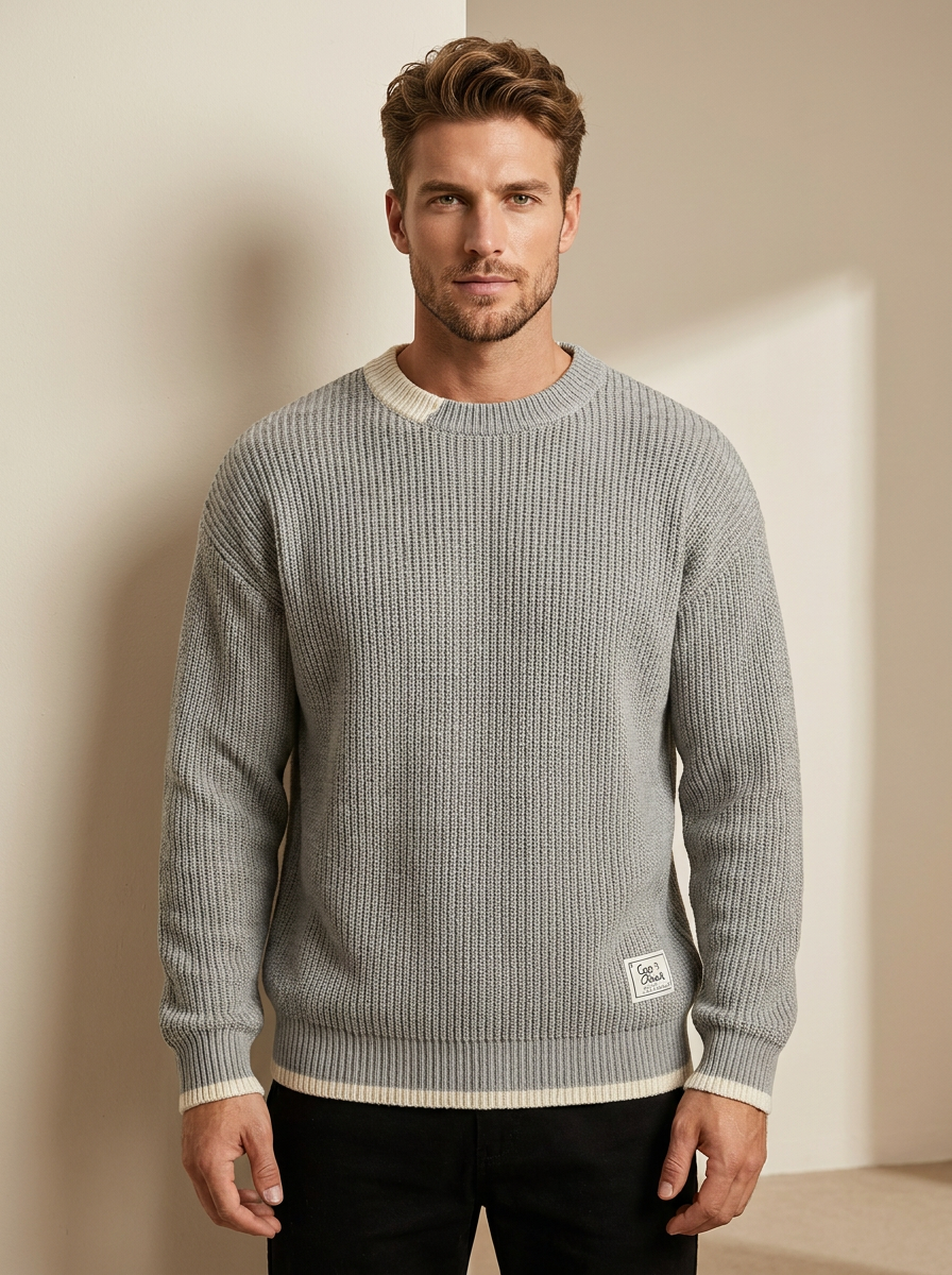 Chunky Knit Crew Neck Sweater - Nico
