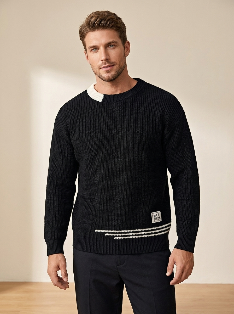 Chunky Knit Crew Neck Sweater - Nico