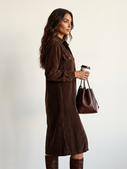 Corduroy Shirt Midi Dress - Emilia