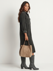 Corduroy Shirt Midi Dress - Emilia