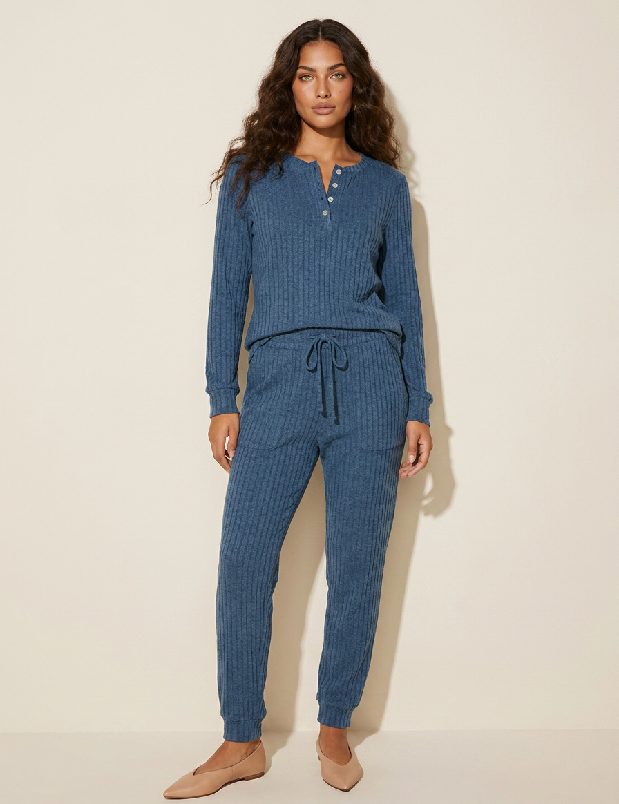 Cozy Ribbed Lounge Set - Willow