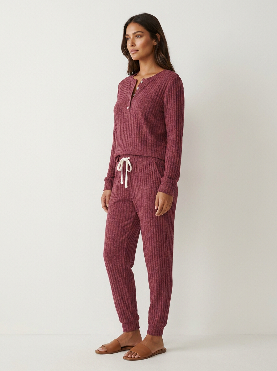 Cozy Ribbed Lounge Set - Willow