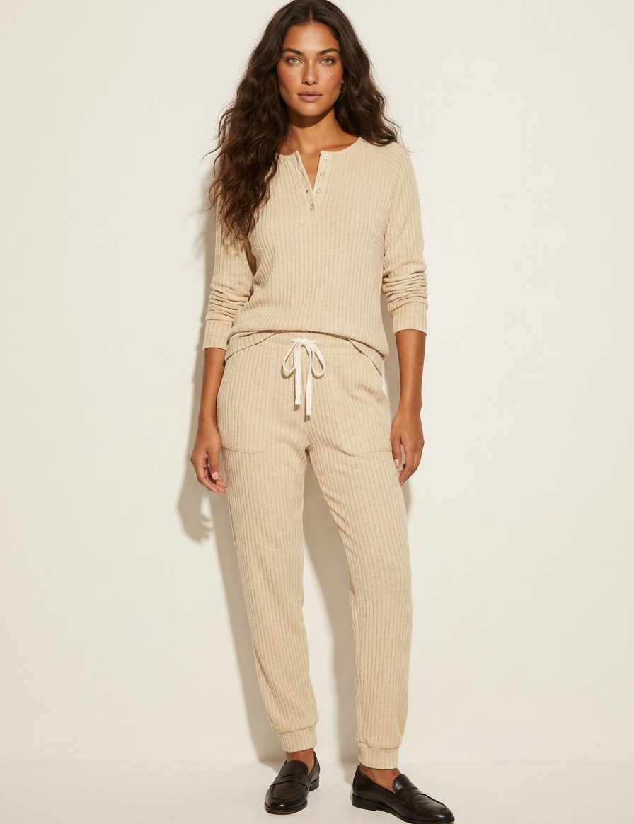 Cozy Ribbed Lounge Set - Willow