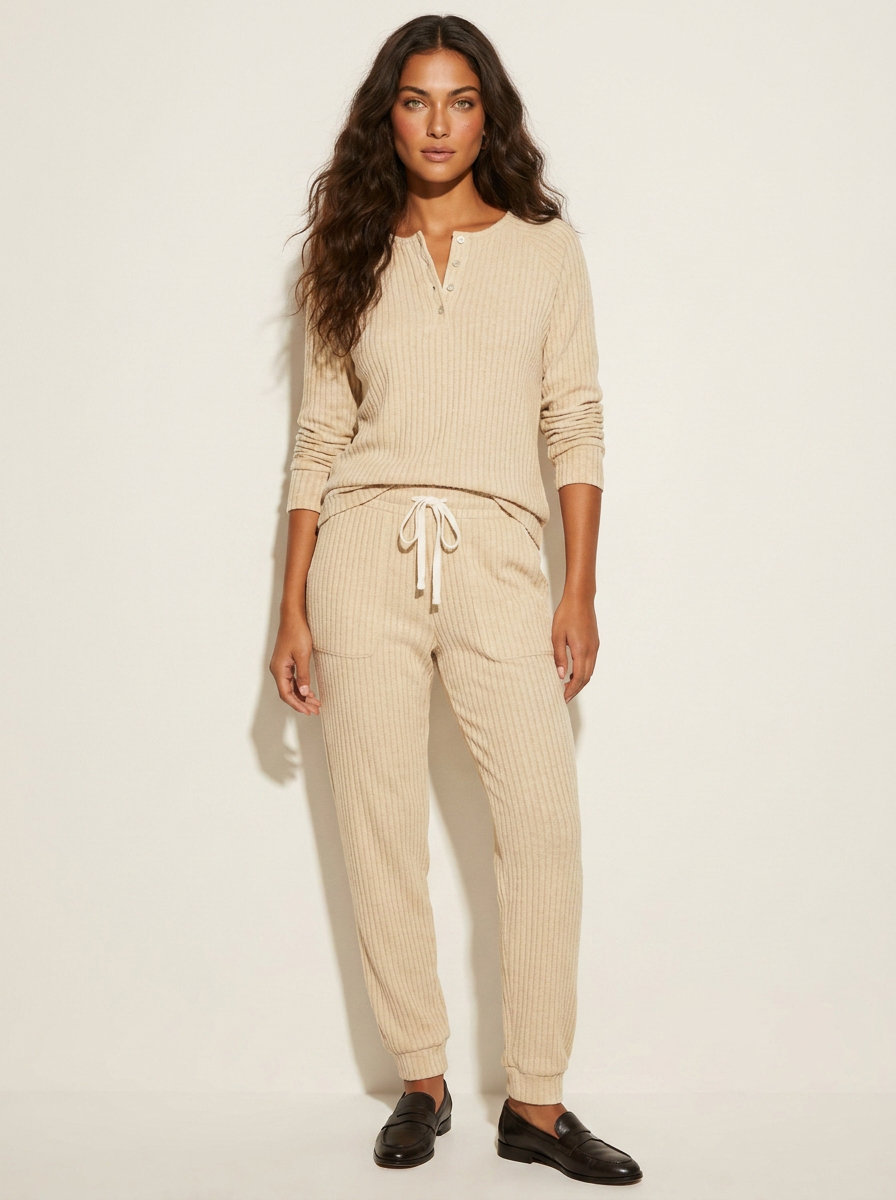 Cozy Ribbed Lounge Set - Willow