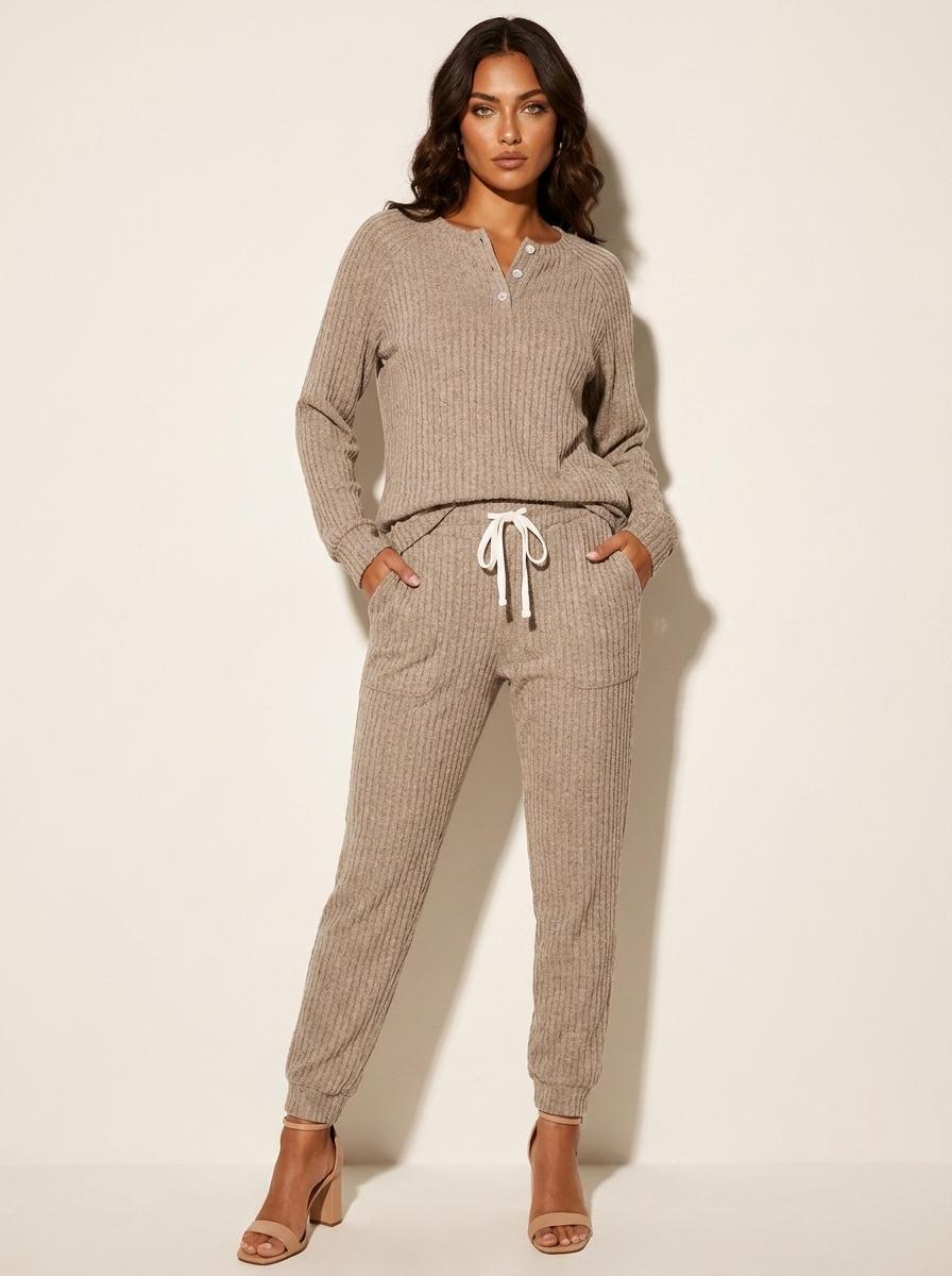 Cozy Ribbed Lounge Set - Willow