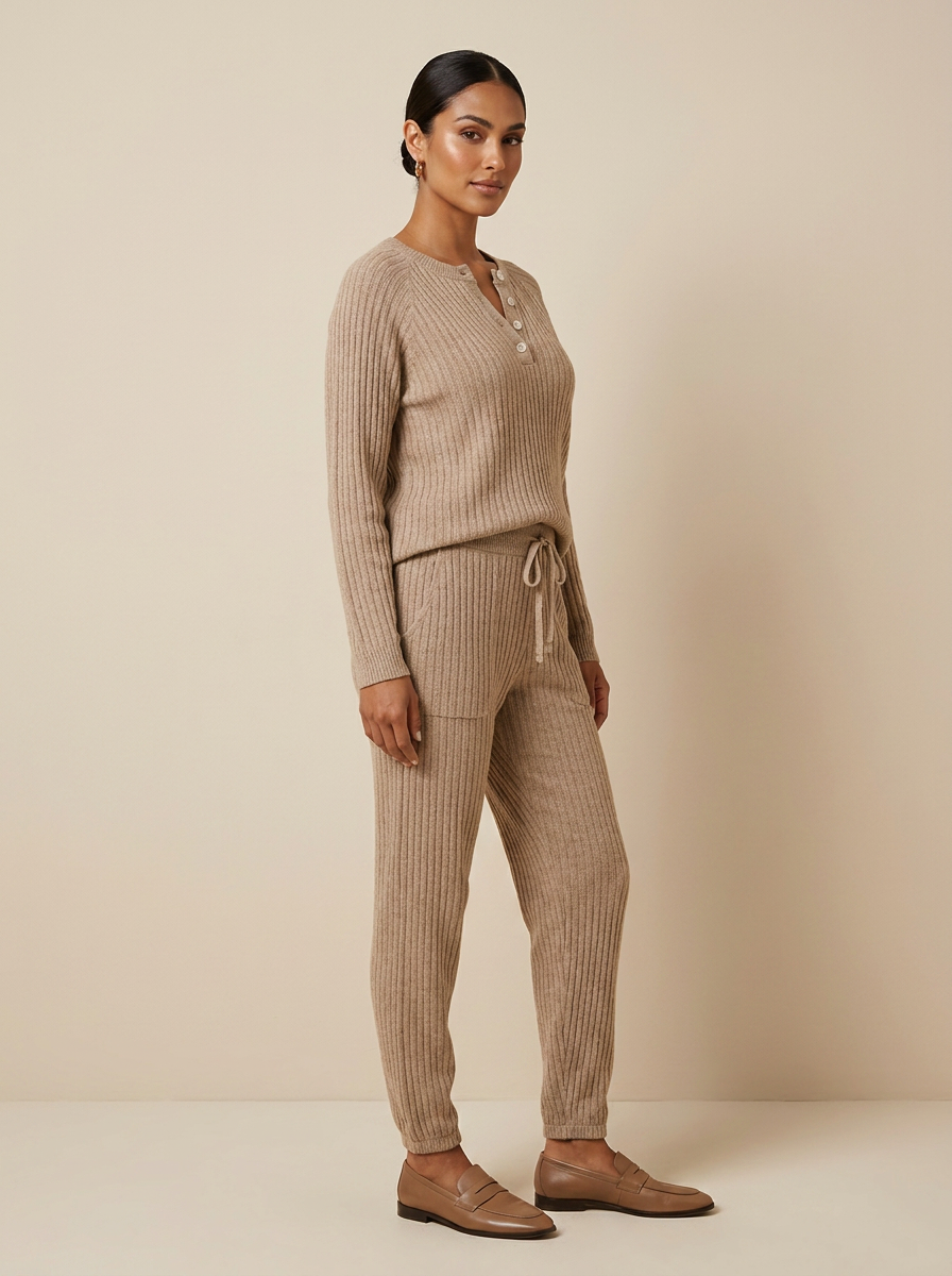 Cozy Ribbed Lounge Set - Willow