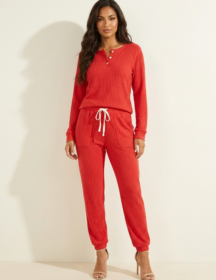 Cozy Ribbed Lounge Set - Willow